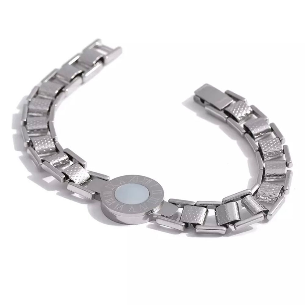 Rome Numeral Stainless Steel Thick Bracelet 7” inch Length